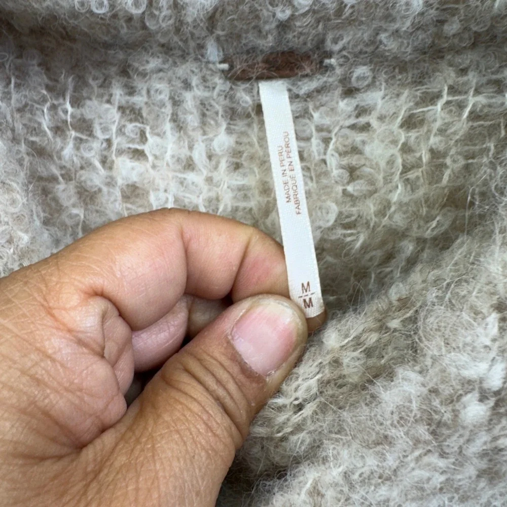 Free‎ People Alpaca Blend Turtleneck Sweater M Beige Oversized Boho Cozy Knit